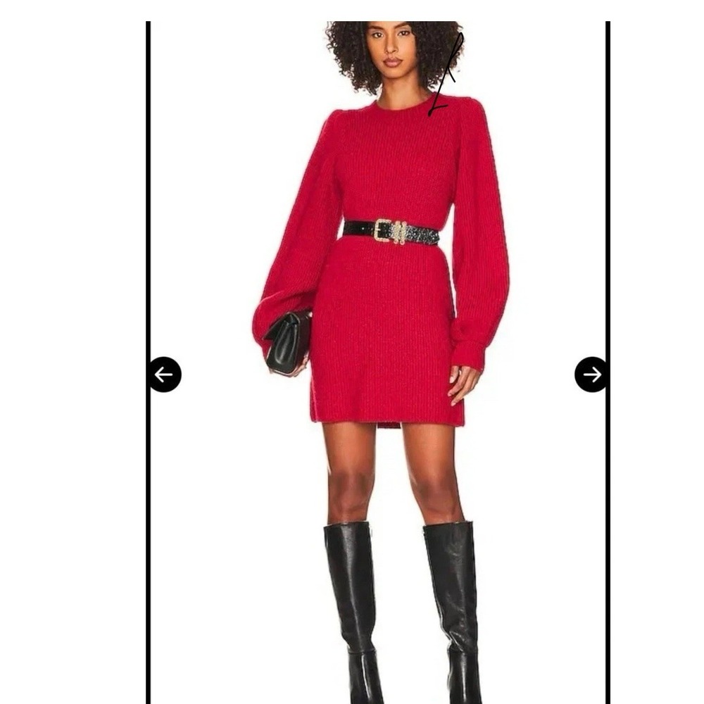 Show Me Your MuMu Dixon Sweater  Dress Red Size Large Boho Christmas Party